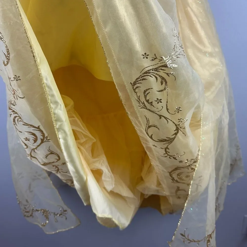 Disney Store Yellow Belle Princess Dress Gown sz 9-10